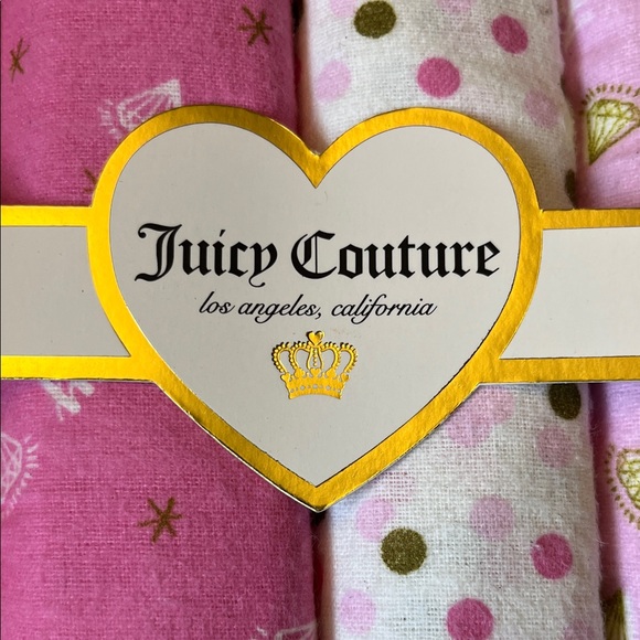 4/$12 Juicy Couture Pink and Cream Receiving Blankets Set - Picture 2 of 7